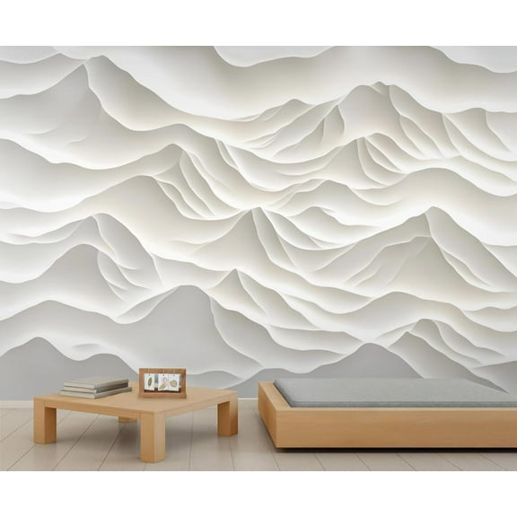 Relief Mountain Wall Mural, Stereo Landscape Painting Wallpaper, Nordic Abstract Art Custom Photo Wallpaper Wall Decals For Bedroom Living Room 59"W x 39.4"H (Not Peel and Stick)