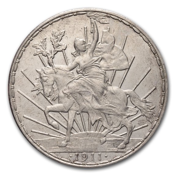 1911 Mexico Silver Peso Caballito AU (Long Ray)
