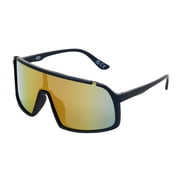 Panama Jack Polarized Digital Blue Shield Wrap Yellow Mirror Sunglasses, 100% UVA-UVB Protection