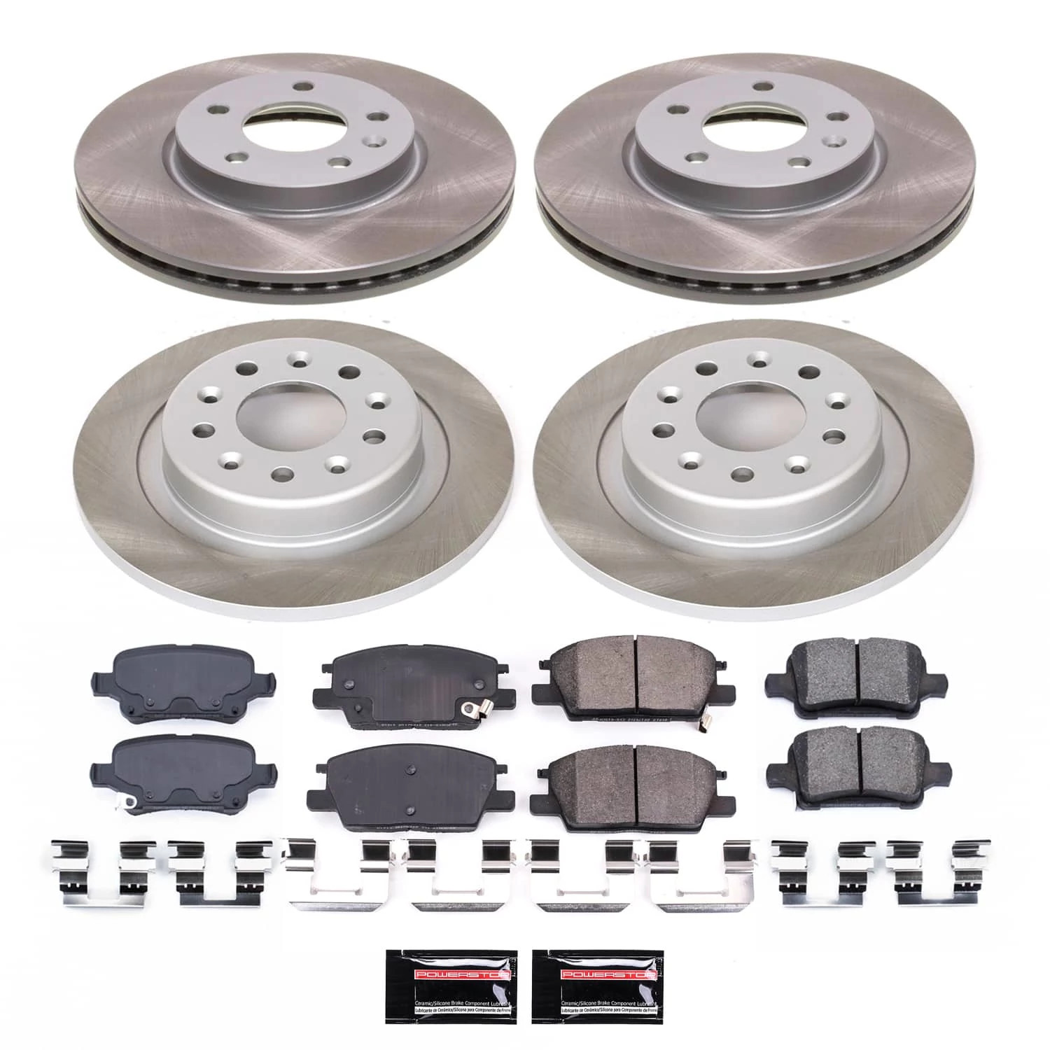 PowerStop Front and Rear Semi-Coated Rotor and Low-Dust Ceramic Brake Pad Kit SC7566