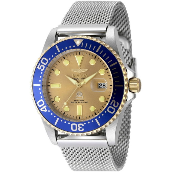 Invicta 48216 Men's Pro Diver Gold Tone Dial Silver Bracelet Watch