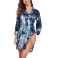 thumbnail image 2 of Ekouaer Nightgowns for Women V Neck Button Down Nightshirt 3/4 Sleeves Nursing Nightgown Soft Sleep Dress, 2 of 6