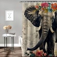 thumbnail image 2 of BCIIG Elephant Flowers Whimsical Bathroom Decor Set with Hooks, Colorful Luxurious Graphic Print Polyester Fabric Shower Curtain Set, Washable, 100% Polyester, Multi-Size 36x72, 2 of 7