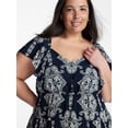 thumbnail image 3 of Terra & Sky Women’s Plus Midi Dress with Short Flutter Sleeves, Sizes 0X-5X, 3 of 4