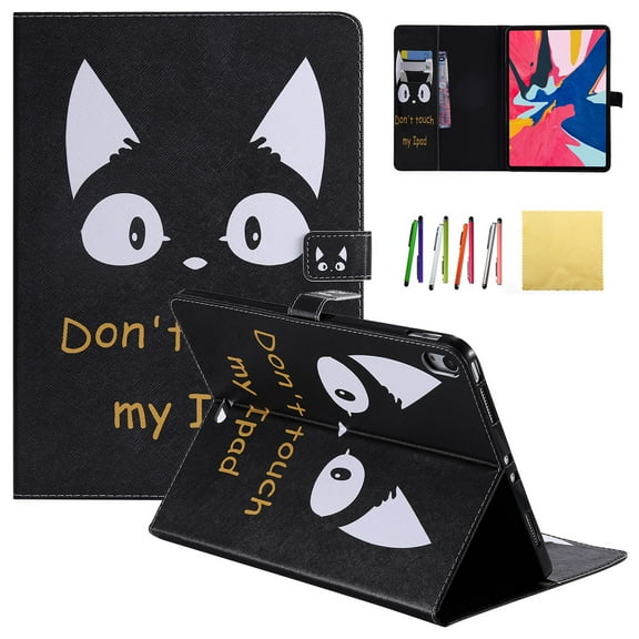 New iPad Pro 11 2018 Case, Allytech PU Leather Flip Foilo Stand Case Cover with Credit Card Slots & Strong Magnetic Claspp for Apple iPad Pro 11" 2018 Model, Cool Cat