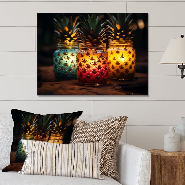 Designart "Island Oasis Cocktails Vibrant Delight" Cocktails Metal Wall Art, Orange Metal Wall Decor, Traditional Metal Art Decor For Living Room - 20x12 Inch