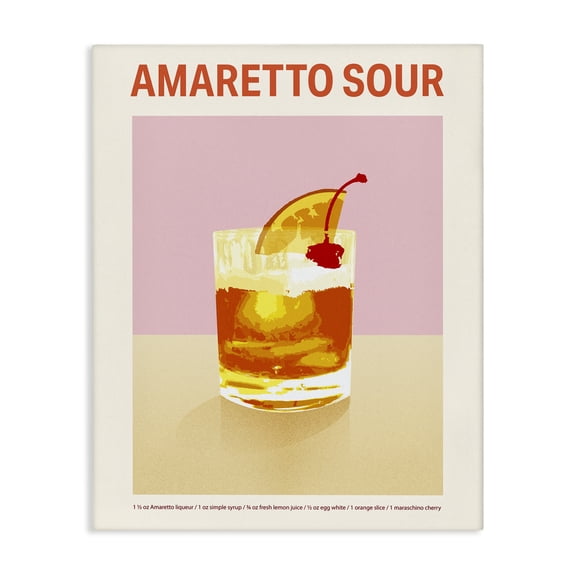 Stupell Industries Contemporary Amaretto Sour Classic Drink Canvas Art, 16 x 20, by Victoria Barnes