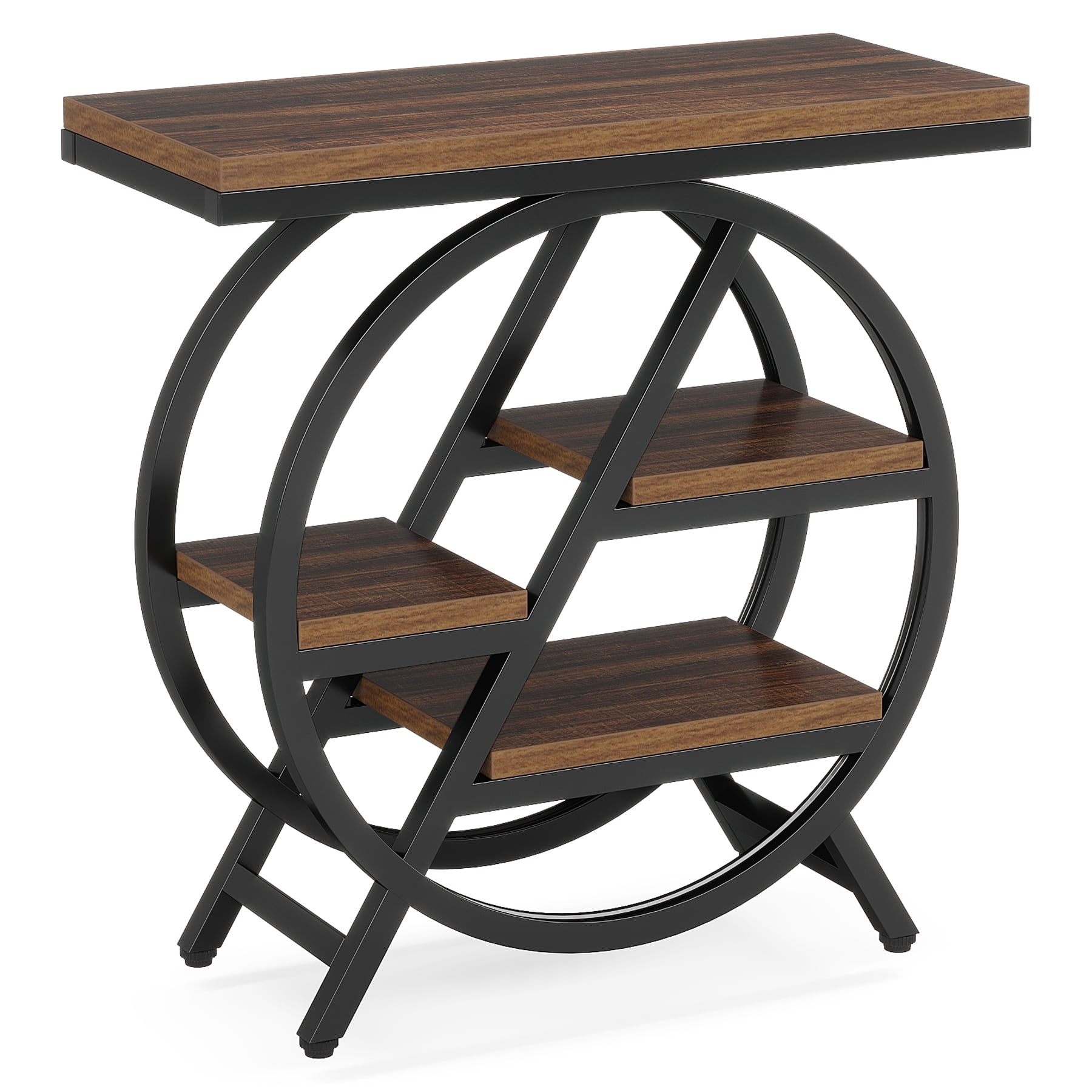 Fnova End Table Modern Wood Narrow Farmhouse Side Tables with Storage Shelf for Living Room, Bedroom, Nightstand