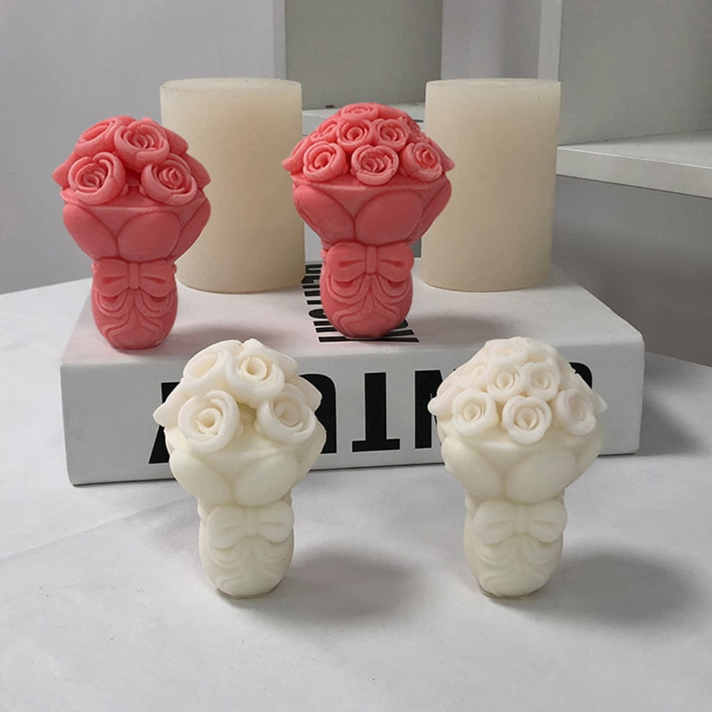 3D Rose Flower Candle Mold Handmade Soap Gypsum Mould Chocolate Molds Baking Tool Decoration DIY Craft