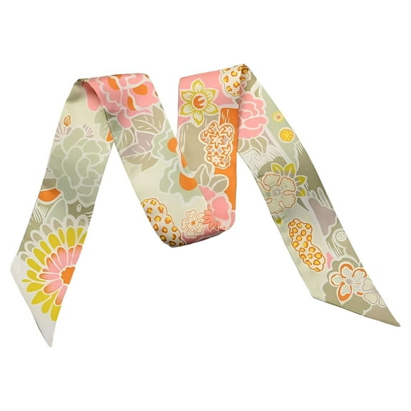 TUWAFE Mulberry Silk Scarf Bag Scarf Hair Ribbon Handbag Handle Wrap Neckerchief Scarf for Women