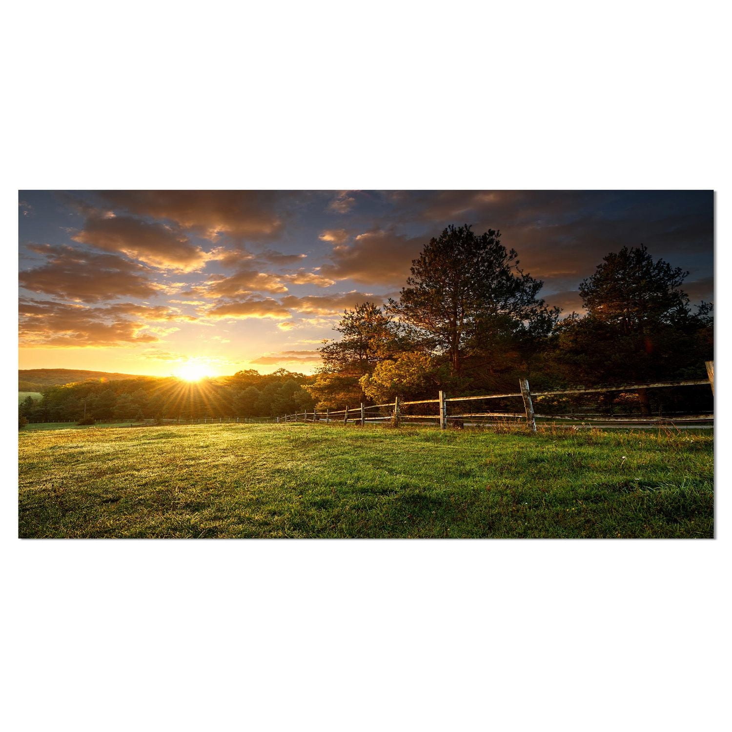 Designart Fenced Ranch at Sunrise Canvas Wall Art - Walmart.ca