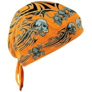 Zan Headgear Flydanna Headwrap Orange Tribal Skull