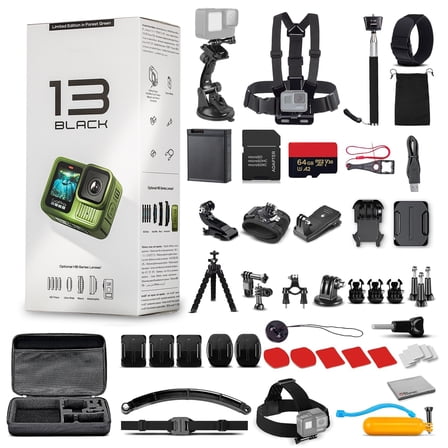 GoPro HERO13 Forest Green Limited Edition Action Camera – HyperSmooth 6.0, 5.3K60 Video, 64GB Card & DigiNerds 50-Piece Kit