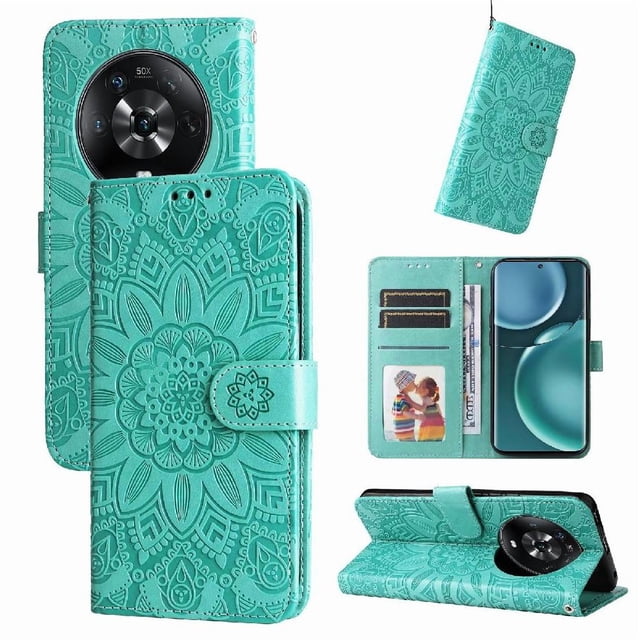Funda tipo cartera GANGXUN para Honor Magic 4 , diseño girasol, cuero PU, soporte, cierre magnético, tarjetero