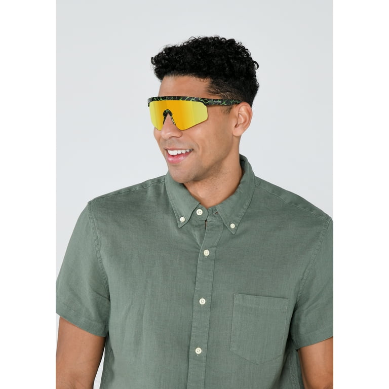 Panama Jack Men's Shield Fashion Sunglasses Black - Walmart.com