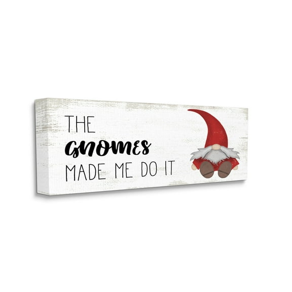 Stupell Industries Gnomes Made Me Do It Mythical Garden Pun Fairy Tales & Fantasy Painting Gallery Wrapped Canvas Art Print Wall Art, 10 x 24