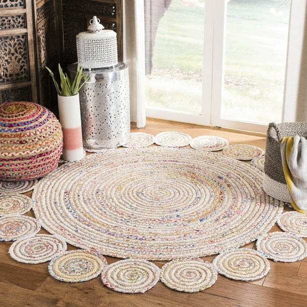 SAFAVIEH Cape Cod Hamilton Braided Circles Area Rug, 6' x 6' Round