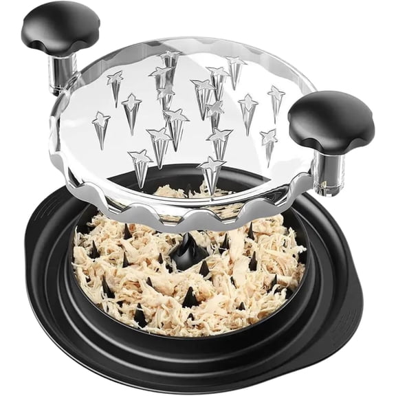 Chicken Shredder with Cleaning Brush, Meat Shredder Tool Twist for Effortlessly Shredding Chicken and Vegetables - Have a Transparent Lid, Solid Handle, Non-Slip Base