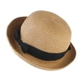 thumbnail image 4 of Holzlrgus Sun Hat, Coffee Fashion Women Bowler Hat Women Summer Sun Hats Straw Beach Hat Woven Straw Hat for Outdoor Activities, Party, Beach, 4 of 5