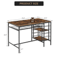 thumbnail image 3 of 47" Dining Table Set for 4, 3-Piece Kitchen Table with 2 Benches, Adjustable and Removable Shelves, Wine Rack, Space-Saving Dining Room Table Set Dinette Set for Breakfast Nook, Dining Room, 3 of 4