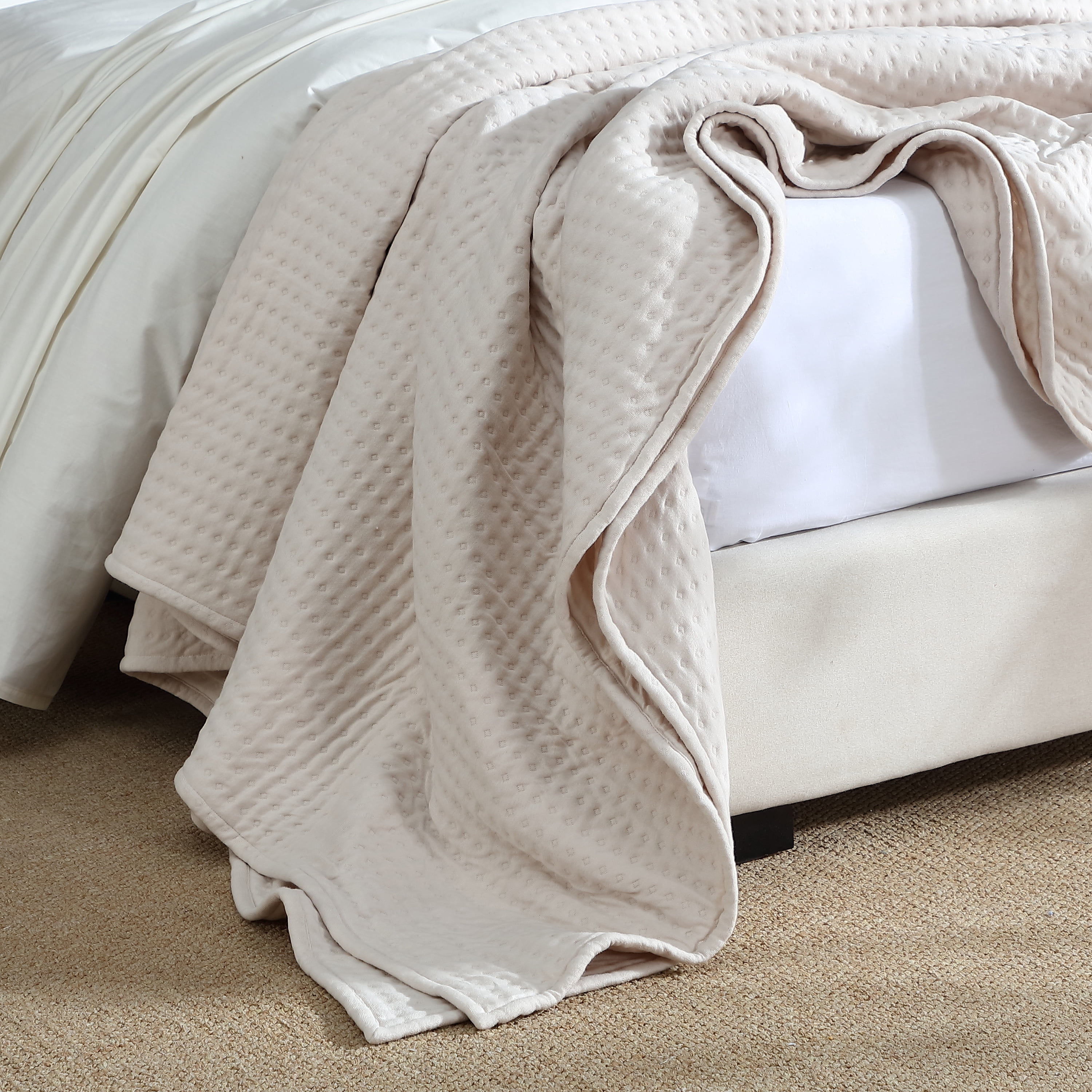 Allswell Cotton Crinkle Blanket, Cream Glaze, Full/Queen