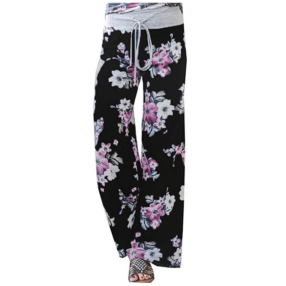 Lilly Posh - Women's Summer Casual Pajama Pants Floral Print Drawstring ...
