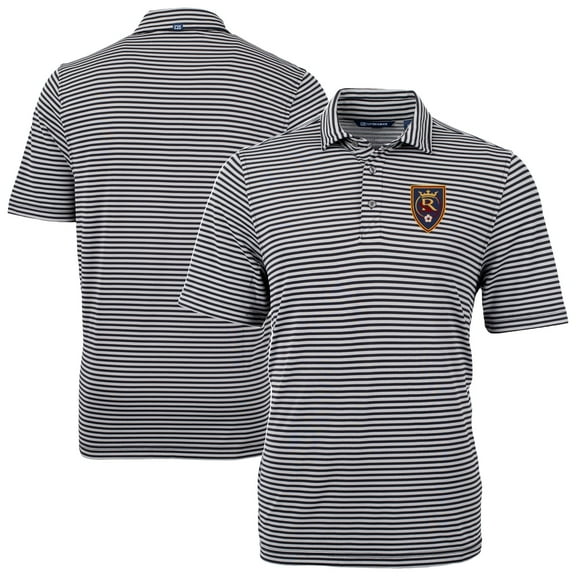 Men's-Cutter & Buck  Black Real Salt Lake Big & Tall Virtue Eco Pique Stripe Recycled Polo