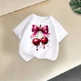 thumbnail image 3 of BOOMNY Baby Girls Short Sleeve T-Shirts Crew Neck Cherry Graphic Tee Tops for Girl Soft Dailywear, 3 of 4