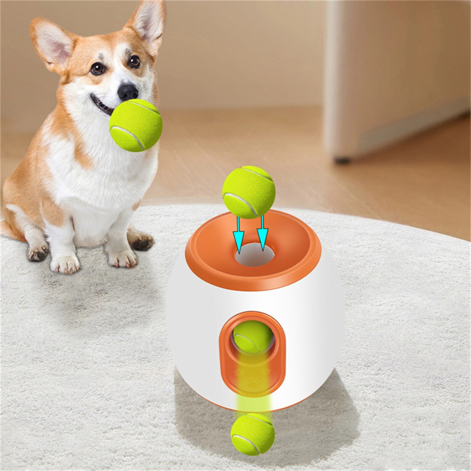 Automatic Dog Ball Launcher for Dogs with 3 Balls, Interactive Dog Ball Thrower Mental Stimulation Dog Toys, Dog Tennis Ball Machine 3 Adjustable Throwing Distances, Rechargable & Reliable