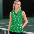 thumbnail image 4 of KEIAHUAN Green Golf Print Sleeveless Golf Shirt for Women Comfortable Soft Zip Up Athletic Tank Tops Versatile Lightweight Tennis Shirts Racerback Summer Clothing with Pockets, 4 of 7