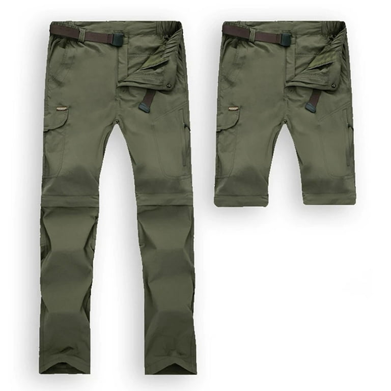 Hiking Pants Women Waterproof Convertible Cargo Capri Army Green