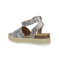 thumbnail image 3 of Soda Women Wedge Sandals Open Toe Ankle Strap Flatform Espadrilles Trim Platform TOPIC-S Beige Python 6, 3 of 3