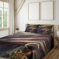 thumbnail image 3 of Ambesonne Outer Space Fitted & Top Sheet Set with Shams, Nebula Planet Cloud, Dried Rose Ivory, 3 of 8