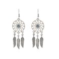 thumbnail image 1 of Pendientes de turquesa azul para mujer, joyería vintage bohemia occidental, pendientes colgantes de plumas de atrapasueños de indios nativos americanos, 1 of 5