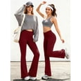 thumbnail image 5 of ValueVibe Womens Flare Yoga Pants with Pockets Bootcut Yoga Leggings High Waist Tummy Control Workout Pants, Burgundy L, 5 of 8