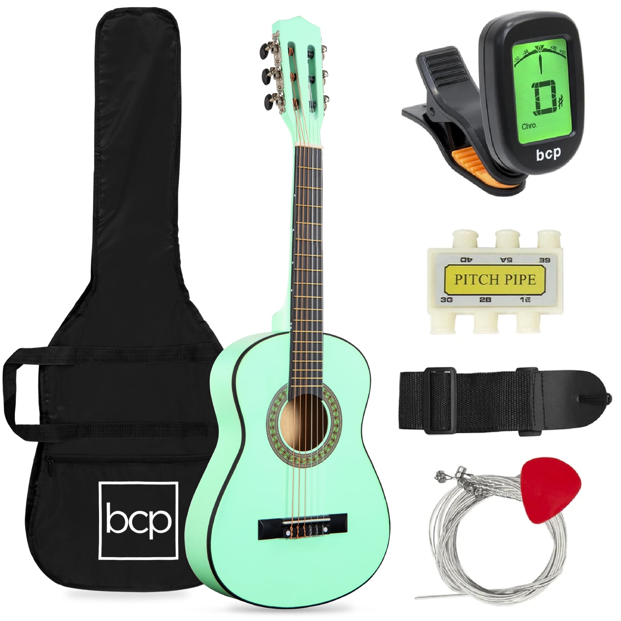 Best Choice Products 30" Kids Acoustic Guitar Beginner Starter Kit with Tuner, Strap, Case and Strings, SoCal Green