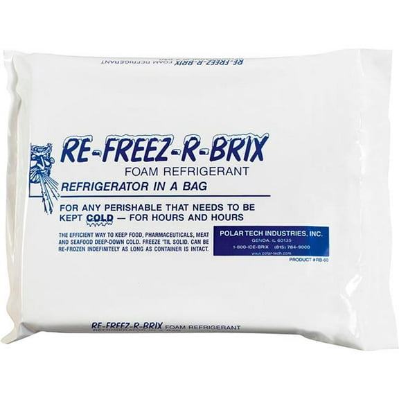 Box Packaging BP3956 9 x 8 x 1.5 in. 64 oz Re-Freez-R-Brix Cold Bricks, White & Blue - Pack of 6
