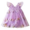 thumbnail image 2 of MEZZALL Toddler Girls Sleeveless Embroidered Flowers With Wing Tie Holiday Dress Dance Party Dresses Sundress Versatile Sundress, Purple, 4-5 Years, 2 of 5