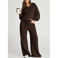 thumbnail image 2 of DOKOTOO Sweatsuits for Women 2 Piece Outfits Oversized Casual V Neck Sweatshirt with Wide Leg Sweatpants Tracksuit Jogger Set, 2 of 8