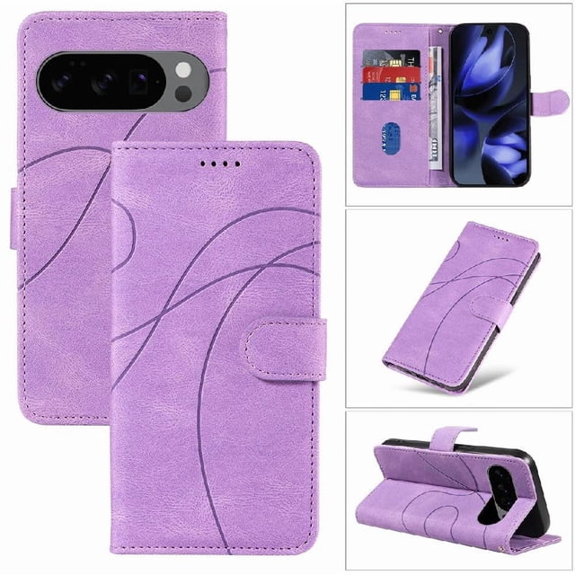 Étui Portefeuille à Rabat pour Google Pixel 10 5G avec Porte-Cartes, Support et Couverture Magnétique Violet