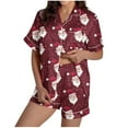 thumbnail image 5 of WMTBSRSW Womens Christmas Pajamas Set Button Down 2 Piece Pjs Shorts Set Notch Collar Short Sleeve Sleepwear Outfits Wine2 XXL, 5 of 8