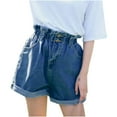 thumbnail image 1 of IROINNID Women's Casual High Waist Elastic Waist Wide Leg Solid Denim Shorts, 1 of 6