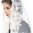 thumbnail image 3 of Velo de Iglesia Mantilla pañuelo católico bufanda de encaje para mujer misa latina ceremonia de oración boda negro blanco V103, 3 of 5