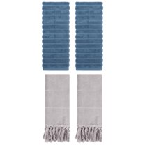 Unique Bargains 4 Pack Solid Absorbent Soft Cotton Hand Towels 14" x 30" Grey/Blue