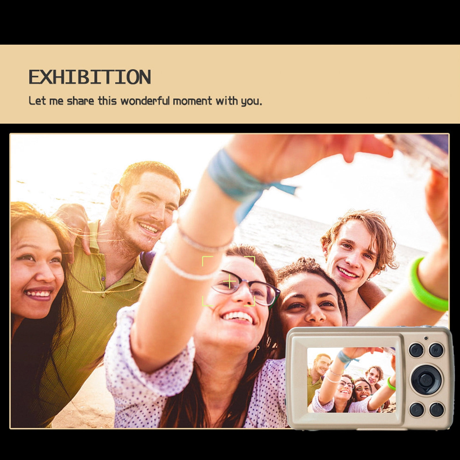 Digital Camera - 3.66"x2.36"x0.98" HD Video Recording, 2.4 Inch LCD Screen, Non-Shaking & Face Detection, 8X Digital Zooms, Compact for Beginners, Travel, Family Events, Birthday Gifts