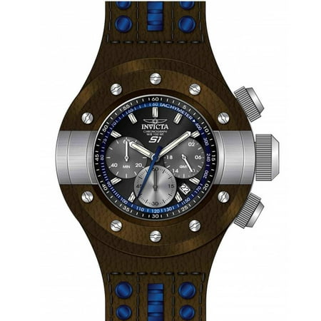 Invicta 19179 Men's S1 Rally Black Dial Dark Brown and Blue Strap Chronograph GMT Watch
