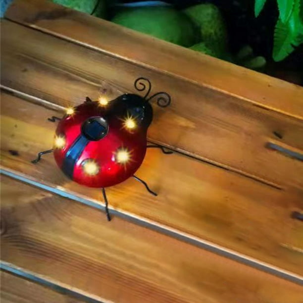 ZOhankhai Metal Garden Wall Art Decor Cute Ladybugs Photoluminescence