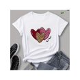 thumbnail image 2 of Camiseta informal de algodón de manga corta con estampado de corazón de leopardo para San Valentín para mujer, cuello redondo, 2 of 3