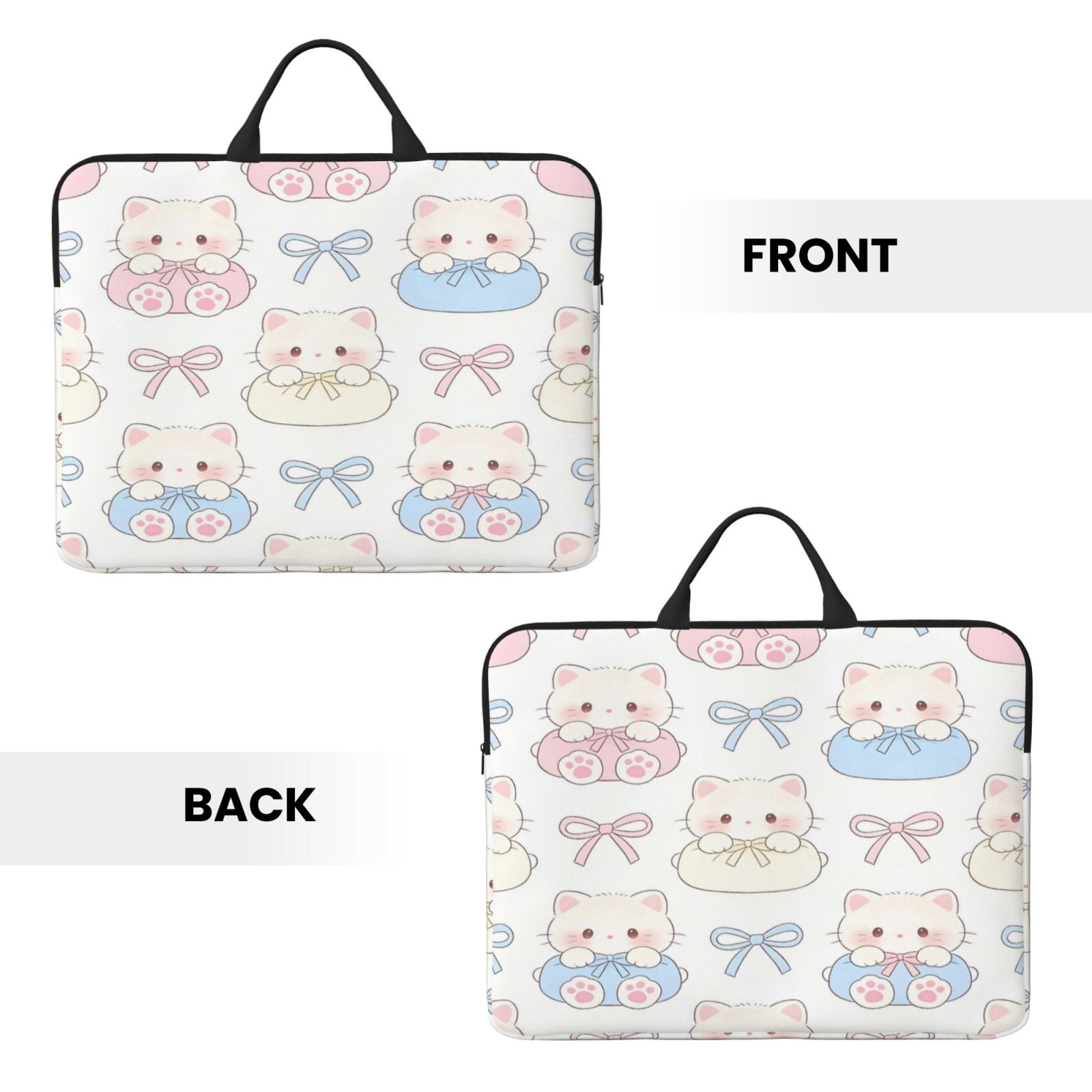 Laptop Sleeve Bag For Women Men 14inch Waterproof Durable Protective Computer Carrying Cover Handle Laptop Case Bag Bow And Cat