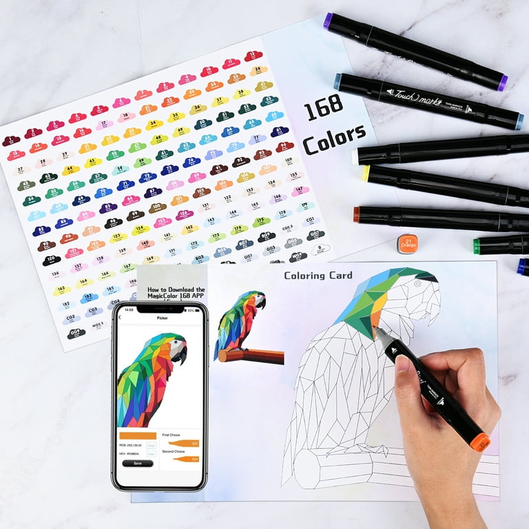 Vokiuler 168 Colors Alcohol Markers for Artists Smart Coloring App